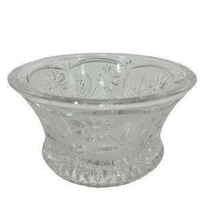 Lausitzer Margret German Lead Crystal Candy Bowl Frosted Floral Etched Vintage